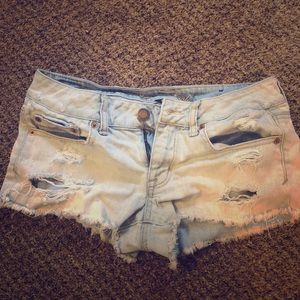 Light washed, ripped jean shorts